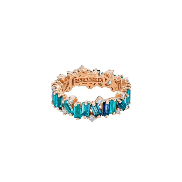 Amalfi Burst Blue Mix Eternity Band in 14K Rose Gold