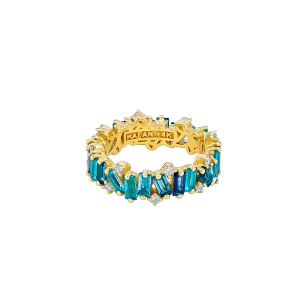 Suzanne Kalan Amalfi Burst Blue Mix Eternity Band in 14K Yellow Gold | Fine Rings | Coveti