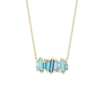 Suzanne Kalan Amalfi Burst Blue Mix Stacker Pendant in 14K Yellow Gold | Fine Necklaces | Coveti