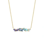 Suzanne Kalan Amalfi Burst Blue Ombre Bar Pendant in 14K Yellow Gold | Fine Necklaces | Coveti