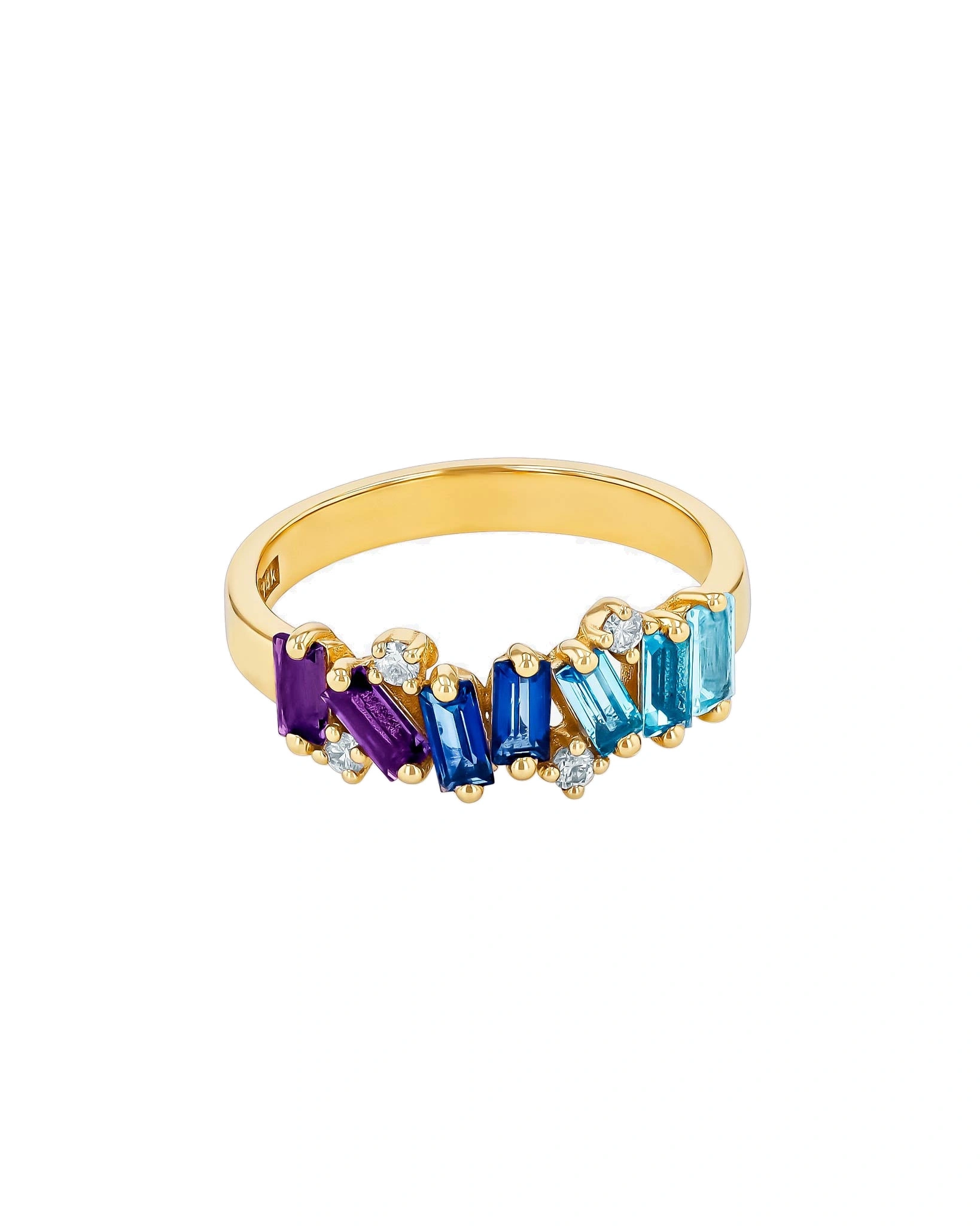 Suzanne Kalan Amalfi Burst Blue Ombre Half Band in 14K Yellow Gold Suzanne Kalan Amalfi Burst Blue Ombre Half Band in 14K Yellow Gold | Fine Rings | Coveti