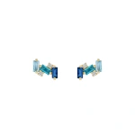 Suzanne Kalan Amalfi Burst Blue Ombre Studs in 14K Yellow Gold | Fine Earrings | Coveti