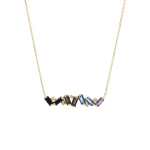 Suzanne Kalan Amalfi Burst Dark Blue Ombre Bar Pendant in 14K Yellow Gold | Fine Necklaces | Coveti