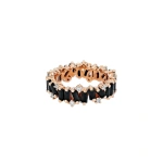 Suzanne Kalan Amalfi Burst Eternity Band in 14K Rose Gold, Black Spinel | Fine Rings | Coveti