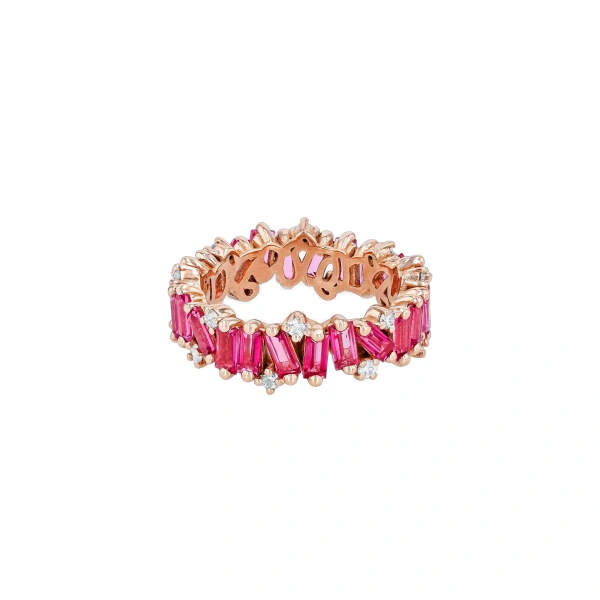 Suzanne Kalan Amalfi Burst Eternity Band in 14K Rose Gold, Pink Topaz | Fine Rings | Coveti