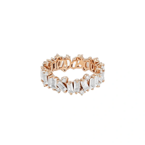 Suzanne Kalan Amalfi Burst Eternity Band in 14K Rose Gold, White Topaz | Fine Rings | Coveti