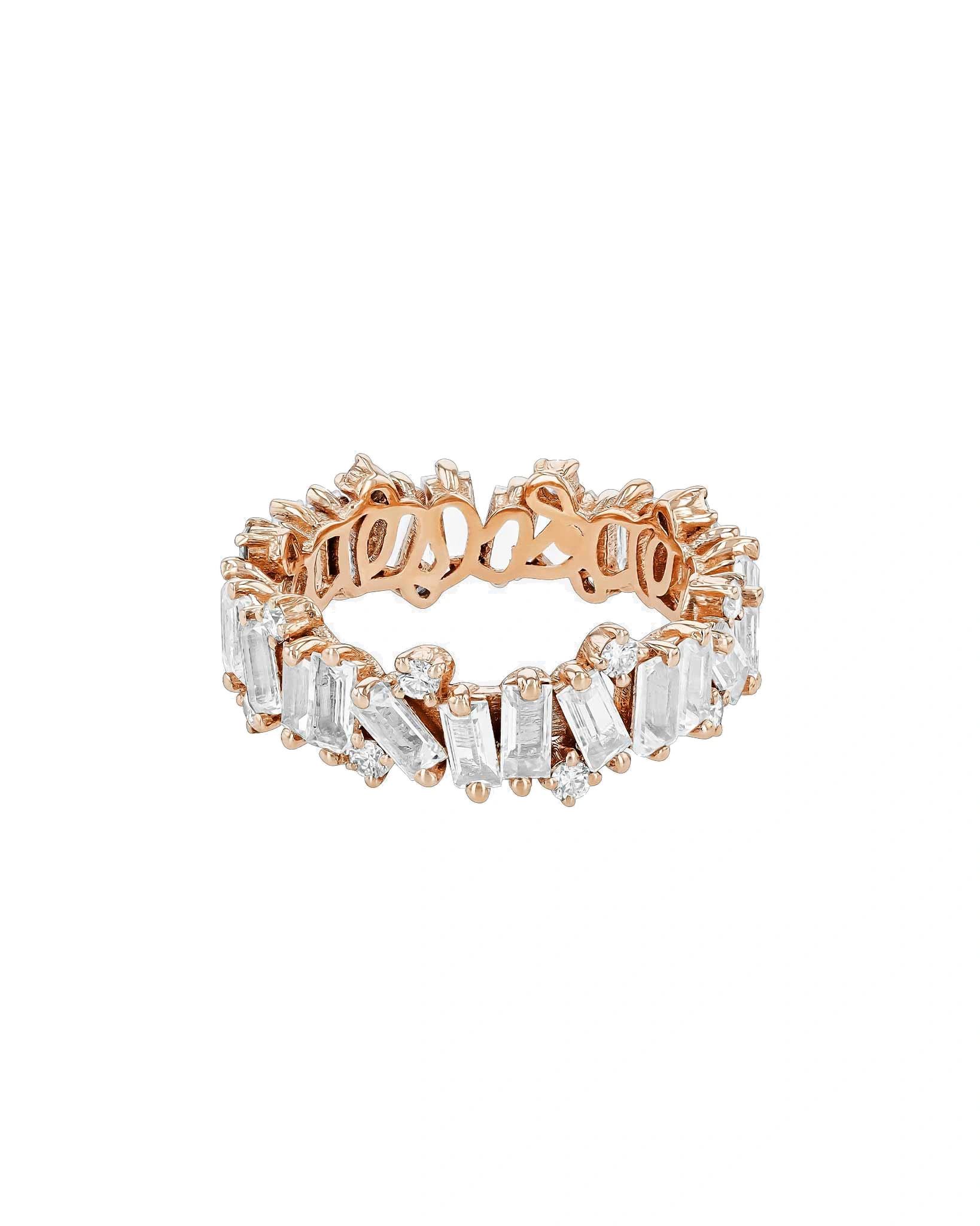 Suzanne Kalan Amalfi Burst Eternity Band in 14K Rose Gold, White Topaz Suzanne Kalan Amalfi Burst Eternity Band in 14K Rose Gold, White Topaz | Fine Rings | Coveti