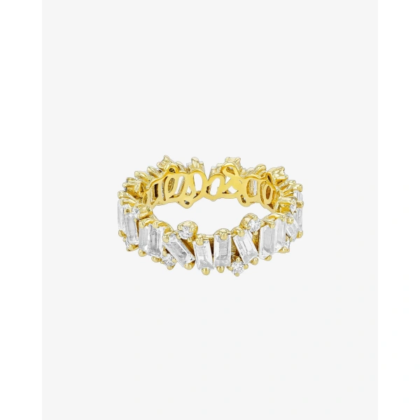 Suzanne Kalan Amalfi Burst Eternity Band in 14K White Gold, White Topaz | Fine Rings | Coveti