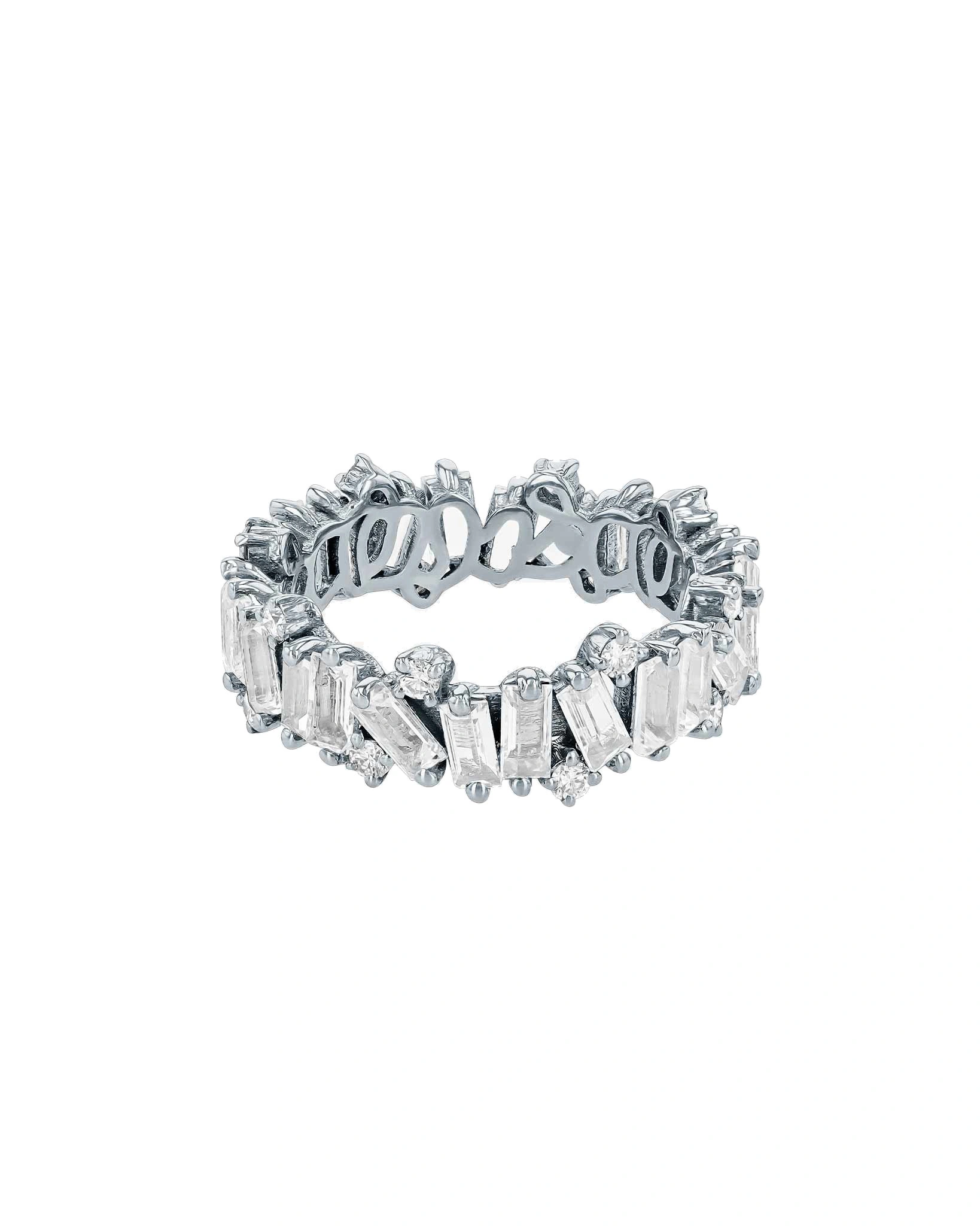 Suzanne Kalan Amalfi Burst Eternity Band in 14K White Gold, White Topaz Suzanne Kalan Amalfi Burst Eternity Band in 14K White Gold, White Topaz | Fine Rings | Coveti