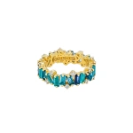 Suzanne Kalan Amalfi Burst Eternity Band in 14K Yellow Gold, Blue Mix | Fine Rings | Coveti