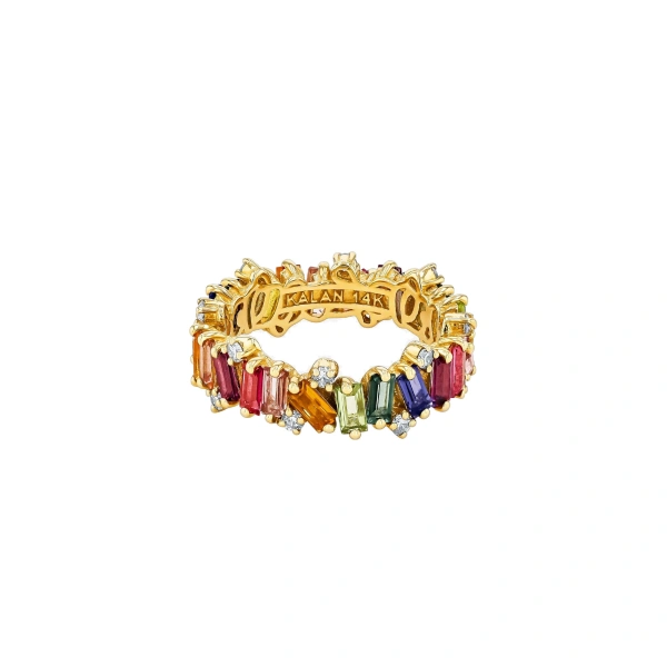 Suzanne Kalan Amalfi Burst Eternity Band in 14K Yellow Gold, Rainbow | Fine Rings | Coveti