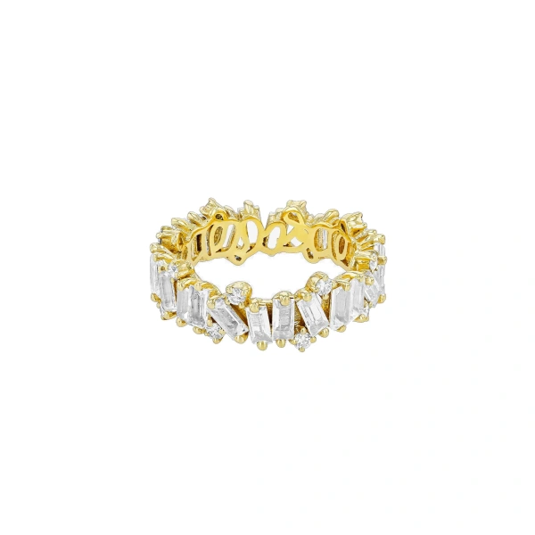 Suzanne Kalan Amalfi Burst Eternity Band in 14K Yellow Gold, White Topaz | Fine Rings | Coveti