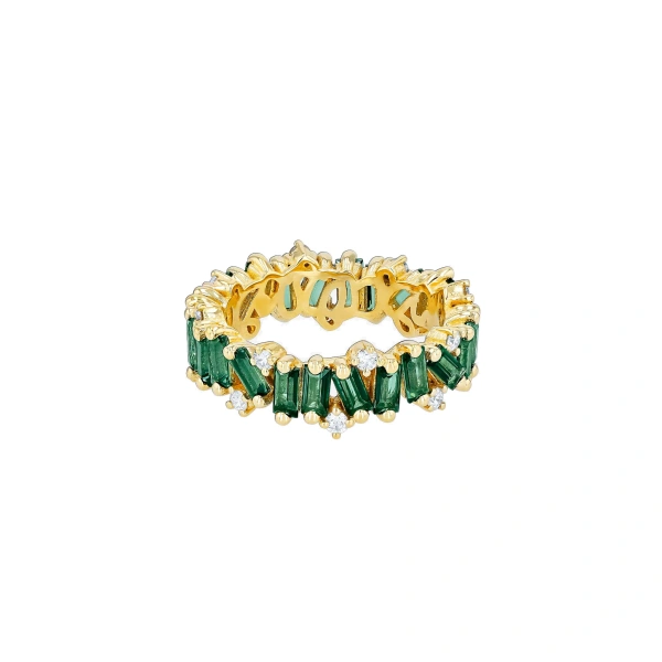 Suzanne Kalan Amalfi Burst Green Envy Topaz Eternity Band in 14K Yellow Gold | Fine Rings | Coveti