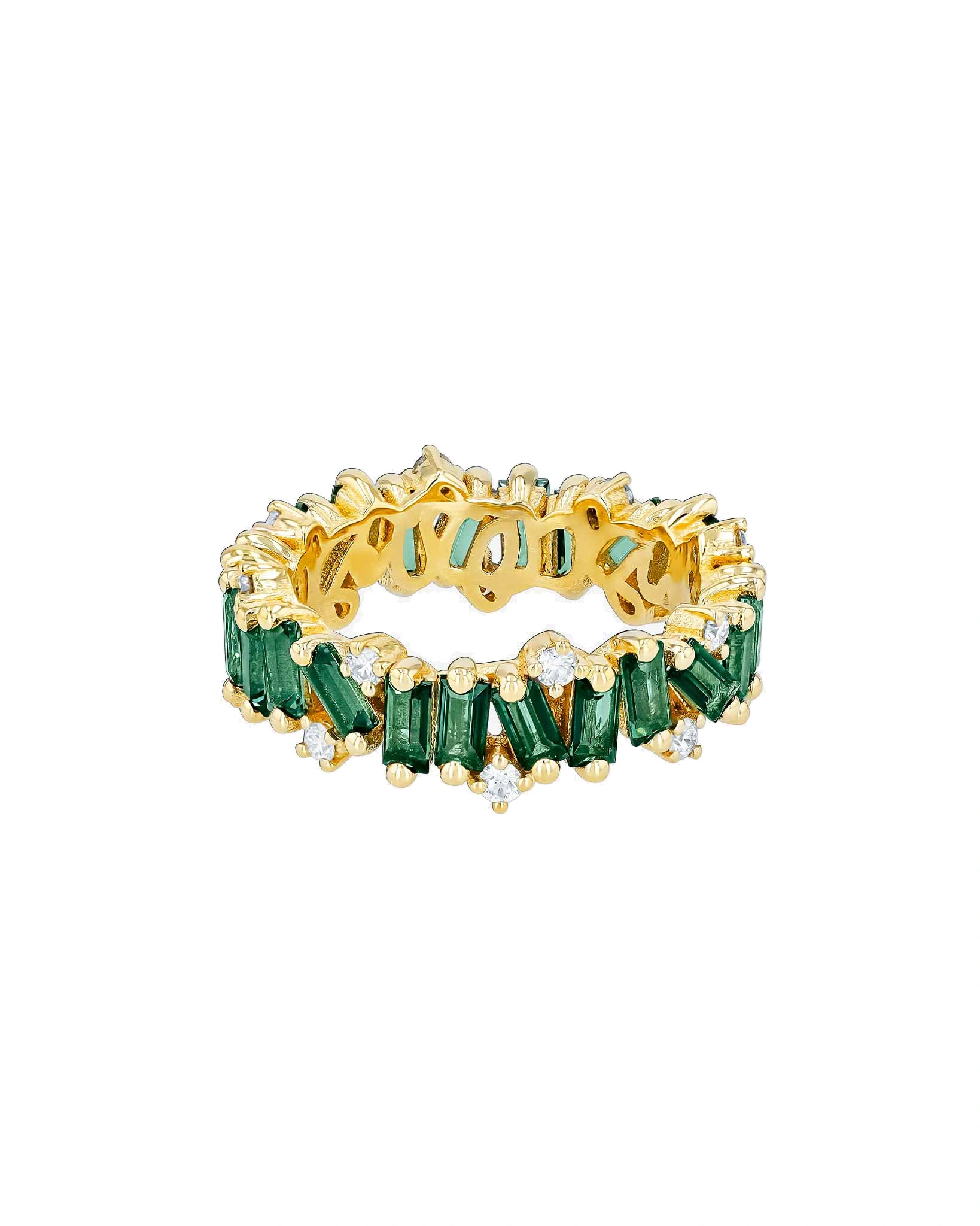 Suzanne Kalan Amalfi Burst Green Envy Topaz Eternity Band in 14K Yellow Gold Suzanne Kalan Amalfi Burst Green Envy Topaz Eternity Band in 14K Yellow Gold | Fine Rings | Coveti