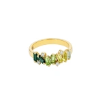 Suzanne Kalan Amalfi Burst Green Ombre Half Band in 14K Yellow Gold | Fine Rings | Coveti