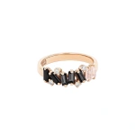 Suzanne Kalan Amalfi Burst Half Band in 14K Rose Gold, Black Ombre | Fine Rings | Coveti