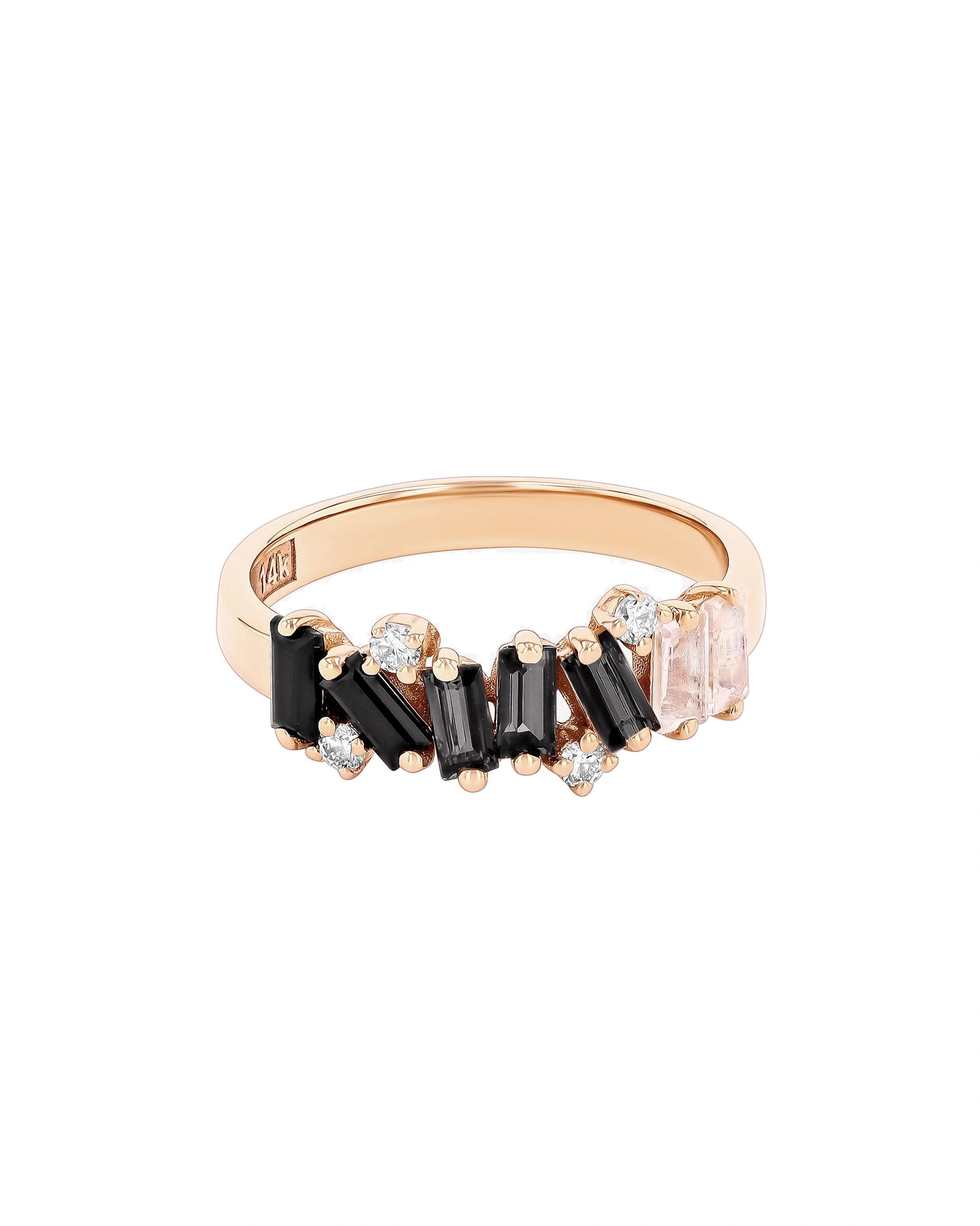 Suzanne Kalan Amalfi Burst Half Band in 14K Rose Gold, Black Ombre Suzanne Kalan Amalfi Burst Half Band in 14K Rose Gold, Black Ombre | Fine Rings | Coveti
