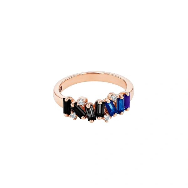 Amalfi Burst Half Band in 14K Rose Gold, Dark Blue Ombre