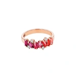 Suzanne Kalan Amalfi Burst Half Band in 14K Rose Gold, Red Ombre | Fine Rings | Coveti