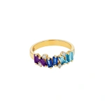 Suzanne Kalan Amalfi Burst Half Band in 14K Yellow Gold, Blue Ombre | Fine Rings | Coveti