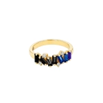 Suzanne Kalan Amalfi Burst Half Band in 14K Yellow Gold, Dark Blue Ombre | Fine Rings | Coveti