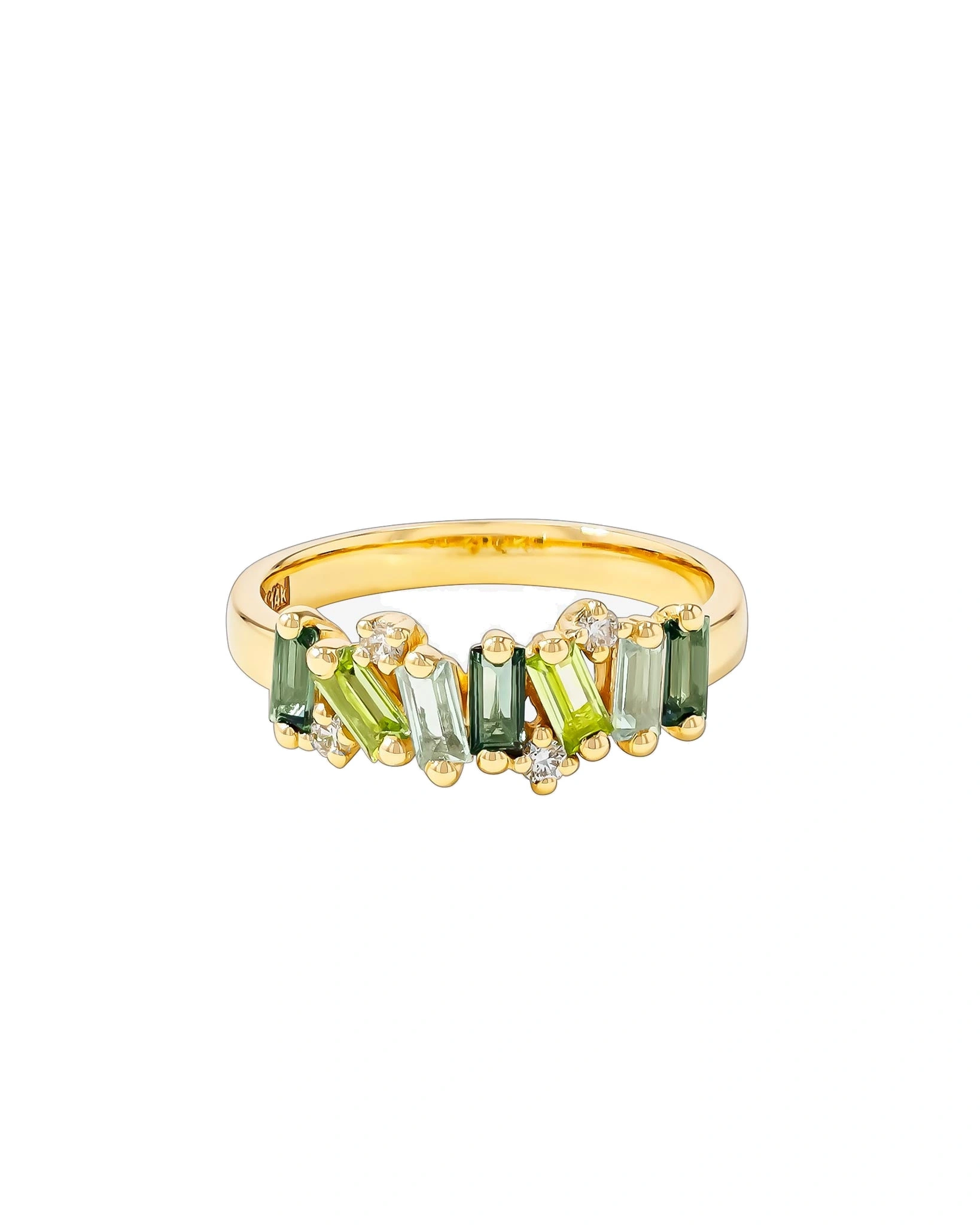 Suzanne Kalan Amalfi Burst Half Band in 14K Yellow Gold, Green Mix Suzanne Kalan Amalfi Burst Half Band in 14K Yellow Gold, Green Mix | Fine Rings | Coveti