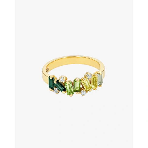 Suzanne Kalan Amalfi Burst Half Band in 14K Yellow Gold, Green Ombre | Fine Rings | Coveti