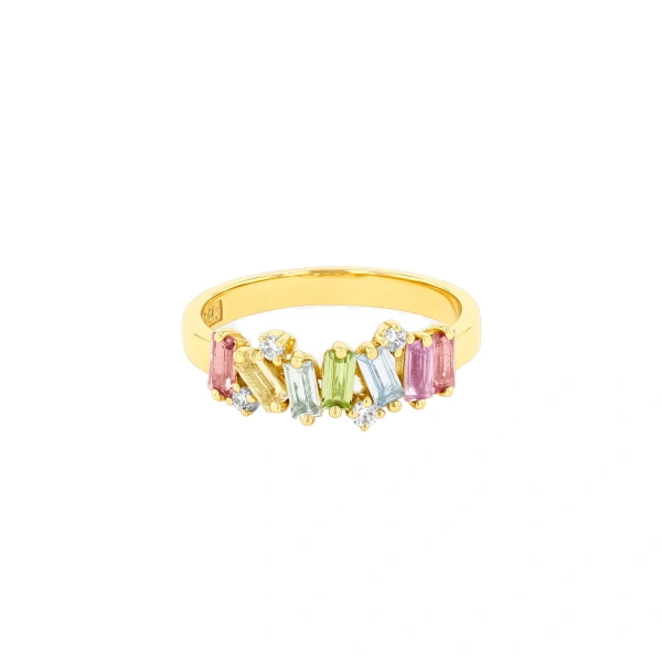 Suzanne Kalan Amalfi Burst Half Band in 14K Yellow Gold, Pastel | Fine Rings | Coveti