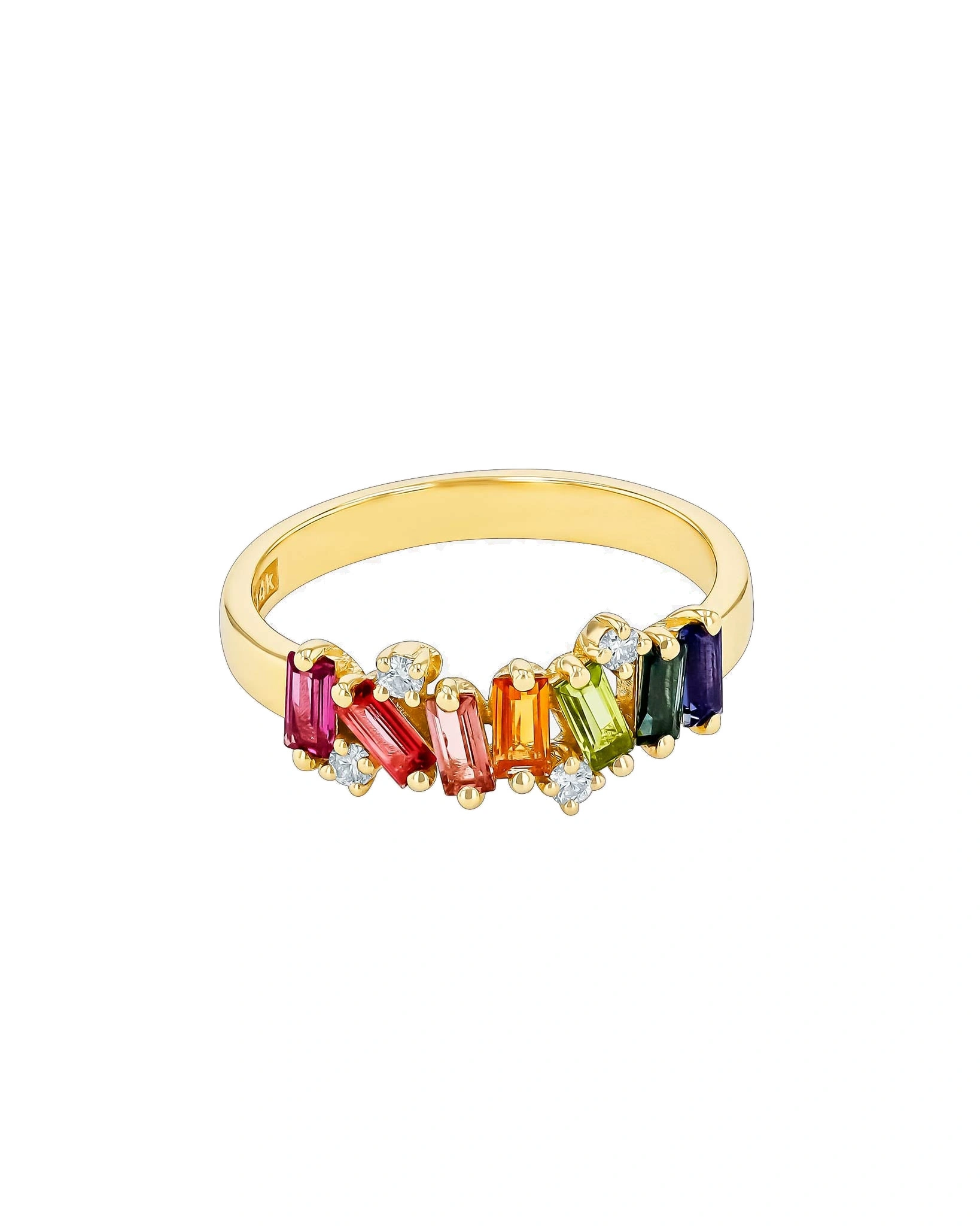 Suzanne Kalan Amalfi Burst Half Band in 14K Yellow Gold, Rainbow Suzanne Kalan Amalfi Burst Half Band in 14K Yellow Gold, Rainbow | Fine Rings | Coveti