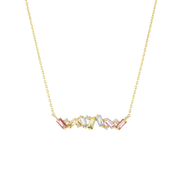 Suzanne Kalan Amalfi Burst Pastel Bar Pendant in 14K Yellow Gold | Fine Necklaces | Coveti