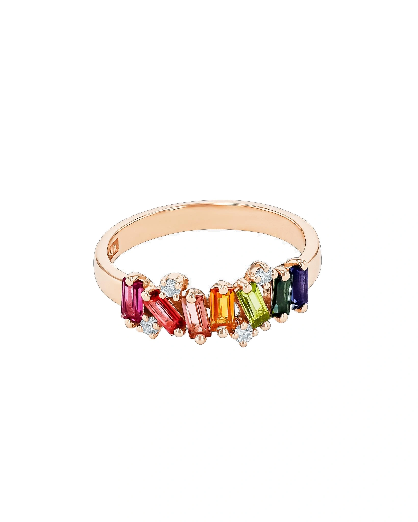 Suzanne Kalan Amalfi Burst Rainbow Half Band in 14K Rose Gold Suzanne Kalan Amalfi Burst Rainbow Half Band in 14K Rose Gold | Fine Rings | Coveti