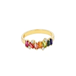 Suzanne Kalan Amalfi Burst Rainbow Half Band in 14K Yellow Gold | Fine Rings | Coveti