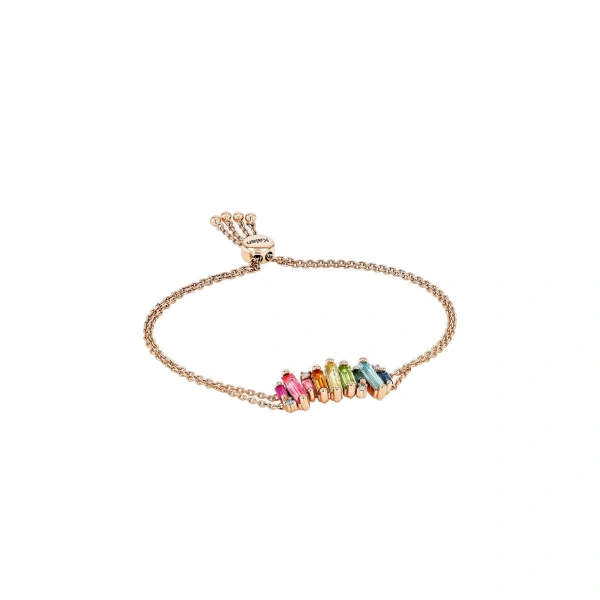 Amalfi Burst Rainbow Stacker Pulley Bracelet in 14K Rose Gold