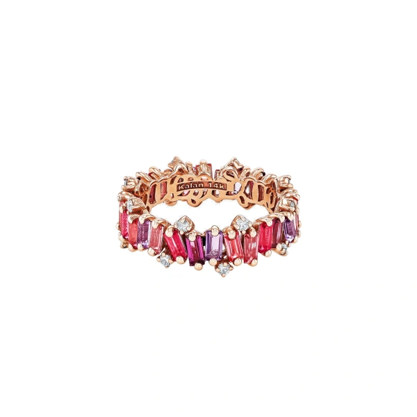 Suzanne Kalan Amalfi Burst Red Mix Eternity Band in 14K Rose Gold | Fine Rings | Coveti