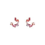Suzanne Kalan Amalfi Burst Red Mix Sideways Mini Hoops in 14K Rose Gold | Fine Earrings | Coveti