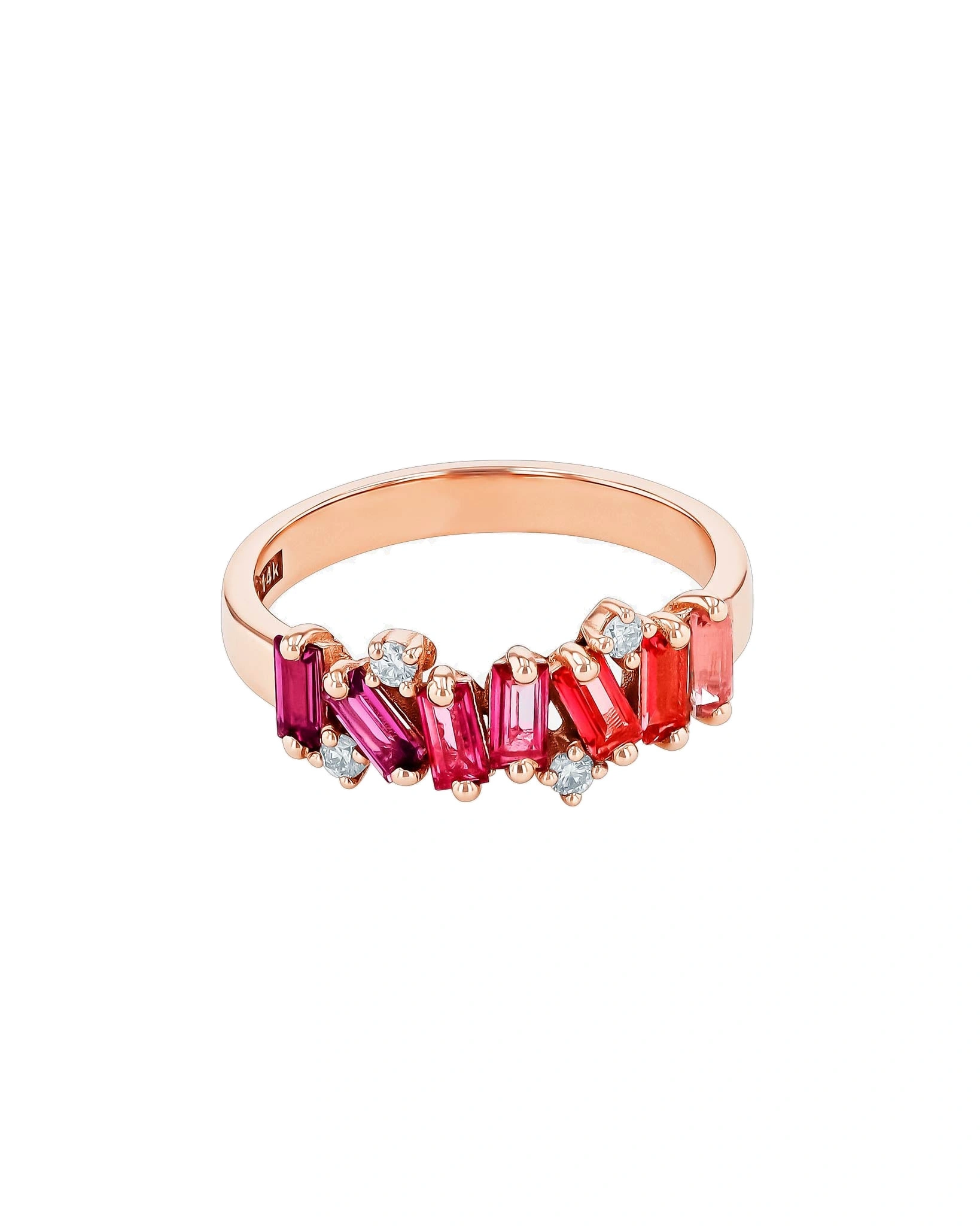 Suzanne Kalan Amalfi Burst Red Ombre Half Band in 14K Rose Gold Suzanne Kalan Amalfi Burst Red Ombre Half Band in 14K Rose Gold | Fine Rings | Coveti
