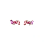 Suzanne Kalan Amalfi Burst Red Ombre Studs in 14K Rose Gold | Fine Earrings | Coveti