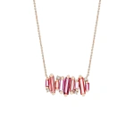 Suzanne Kalan Amalfi Burst Stacker Pendant in 14K Rose Gold, Red Mix | Fine Necklaces | Coveti