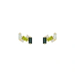 Suzanne Kalan Amalfi Burst Studs in 14K Yellow Gold, Green Ombre | Fine Earrings | Coveti