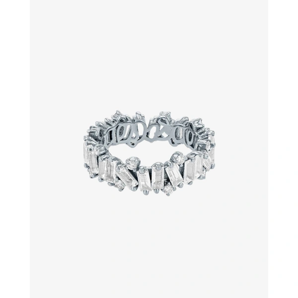 Suzanne Kalan Amalfi Burst White Topaz Eternity Band in 14K White Gold | Fine Rings | Coveti