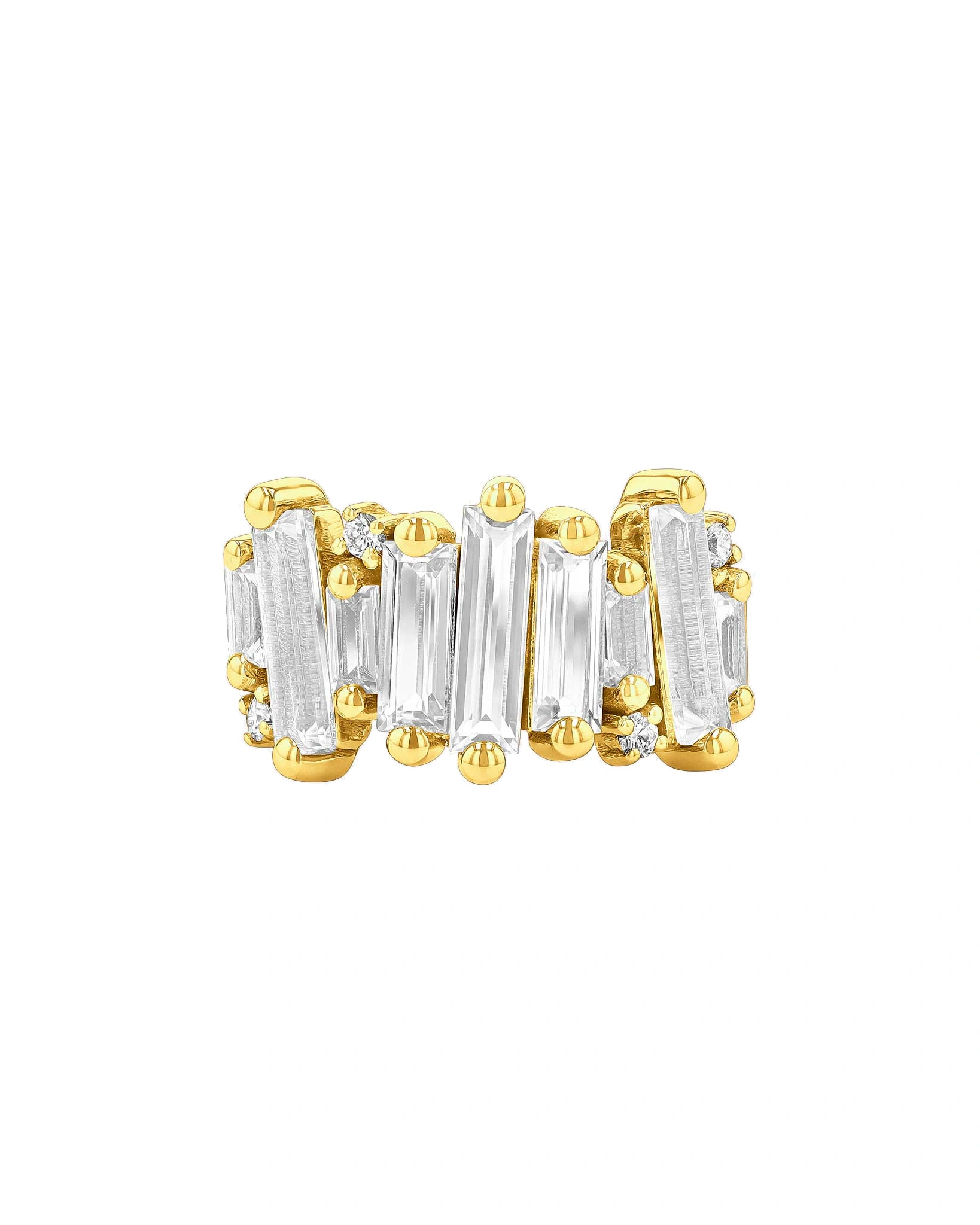 Suzanne Kalan Amalfi Burst White Topaz Mix Stacker Half Band in 14K Yellow Gold Suzanne Kalan Amalfi Burst White Topaz Mix Stacker Half Band in 14K Yellow Gold | Fine Rings | Coveti