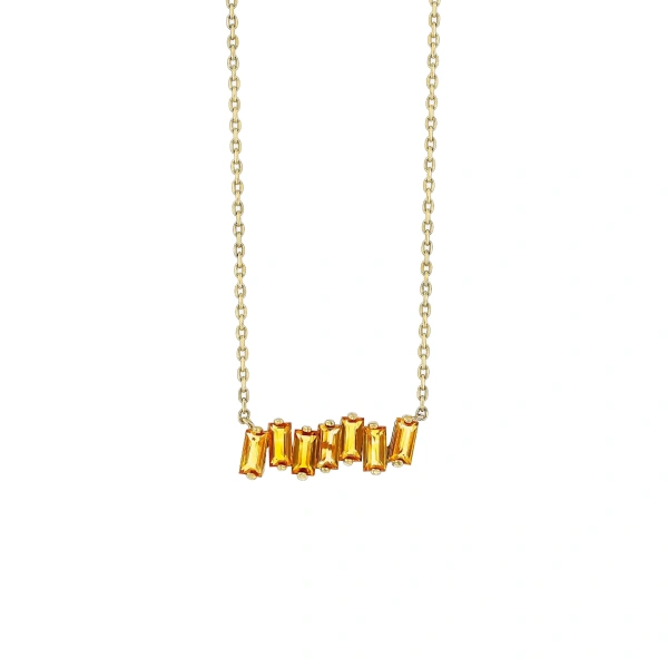 Suzanne Kalan Amalfi Citrine Bar Pendant in 14K Yellow Gold | Fine Necklaces | Coveti