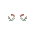 Suzanne Kalan Amalfi Clover Pastel Ombre Sideways Hoops in 14K Yellow Gold | Fine Earrings | Coveti