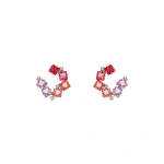 Suzanne Kalan Amalfi Clover Sideways Hoops in 14K Rose Gold, Red Ombre | Fine Earrings | Coveti