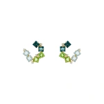 Suzanne Kalan Amalfi Clover Sideways Hoops in 14K Yellow Gold, Green Ombre | Fine Earrings | Coveti