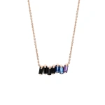 Suzanne Kalan Amalfi Dark Blue Ombre Bar Pendant in 14K Rose Gold | Fine Necklaces | Coveti