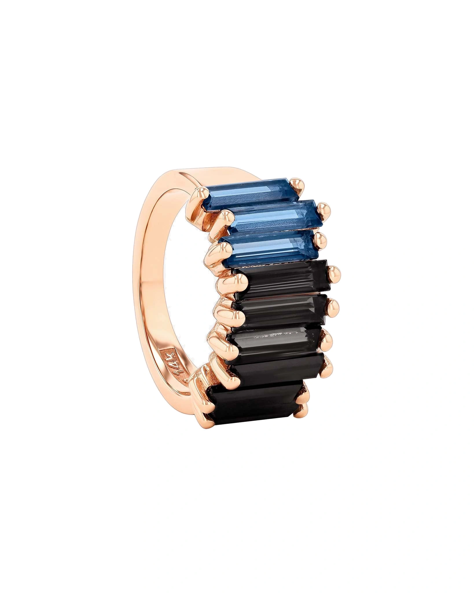 Suzanne Kalan Amalfi Dark Blue Ombre Stacker Half Band in 14K Rose Gold Suzanne Kalan Amalfi Dark Blue Ombre Stacker Half Band in 14K Rose Gold | Fine Rings | Coveti