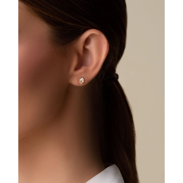 Suzanne Kalan Amalfi Diamond Cut White Topaz Studs in 14K Rose Gold | Fine Earrings | Coveti