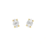 Suzanne Kalan Amalfi Diamond Cut White Topaz Studs in 14K Rose Gold | Fine Earrings | Coveti