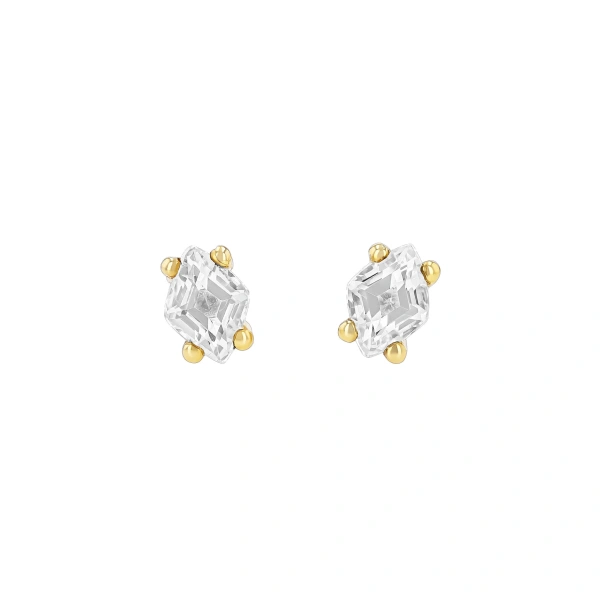 Amalfi Diamond Cut White Topaz Studs in 14K Rose Gold